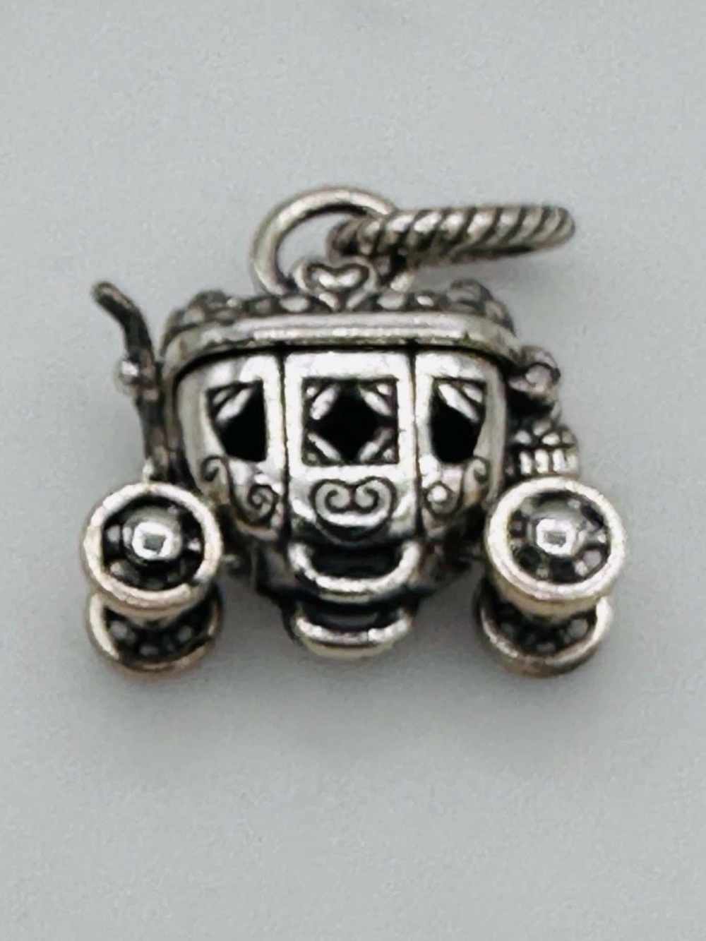 RARE BRIGHTON Silver CINDERELLA Carriage Charm with Filigree Detail